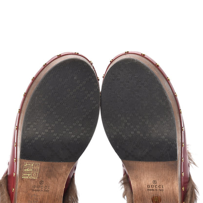 Gucci Calfskin Fur Horsebit Amstel Slingback Clogs 40 Rosso Naturale 11 of 13