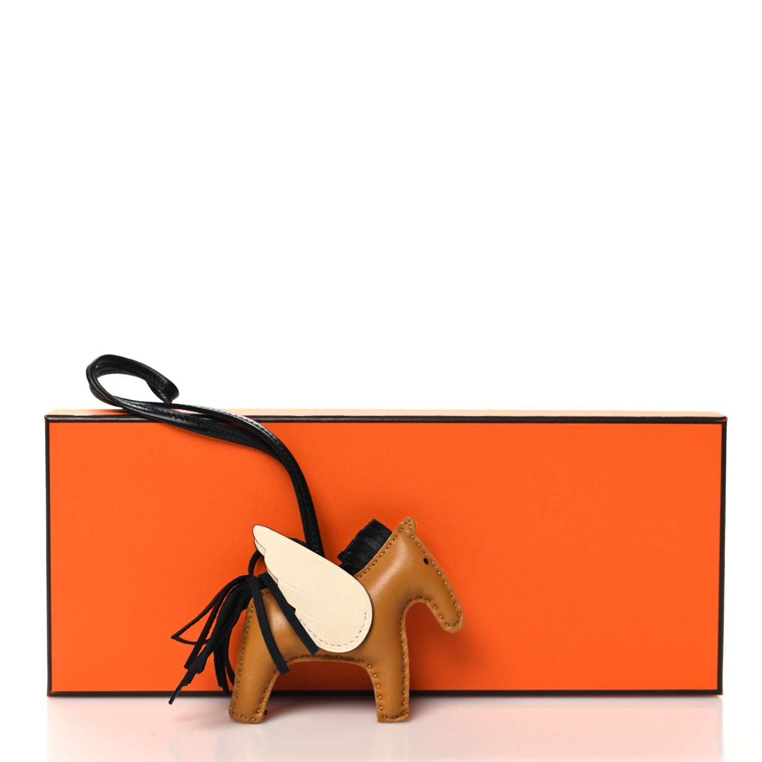 Hermes Milo Lambskin Grigri Rodeo Pegase Horse Bag Charm PM Sesame Black Nata 5 of 5