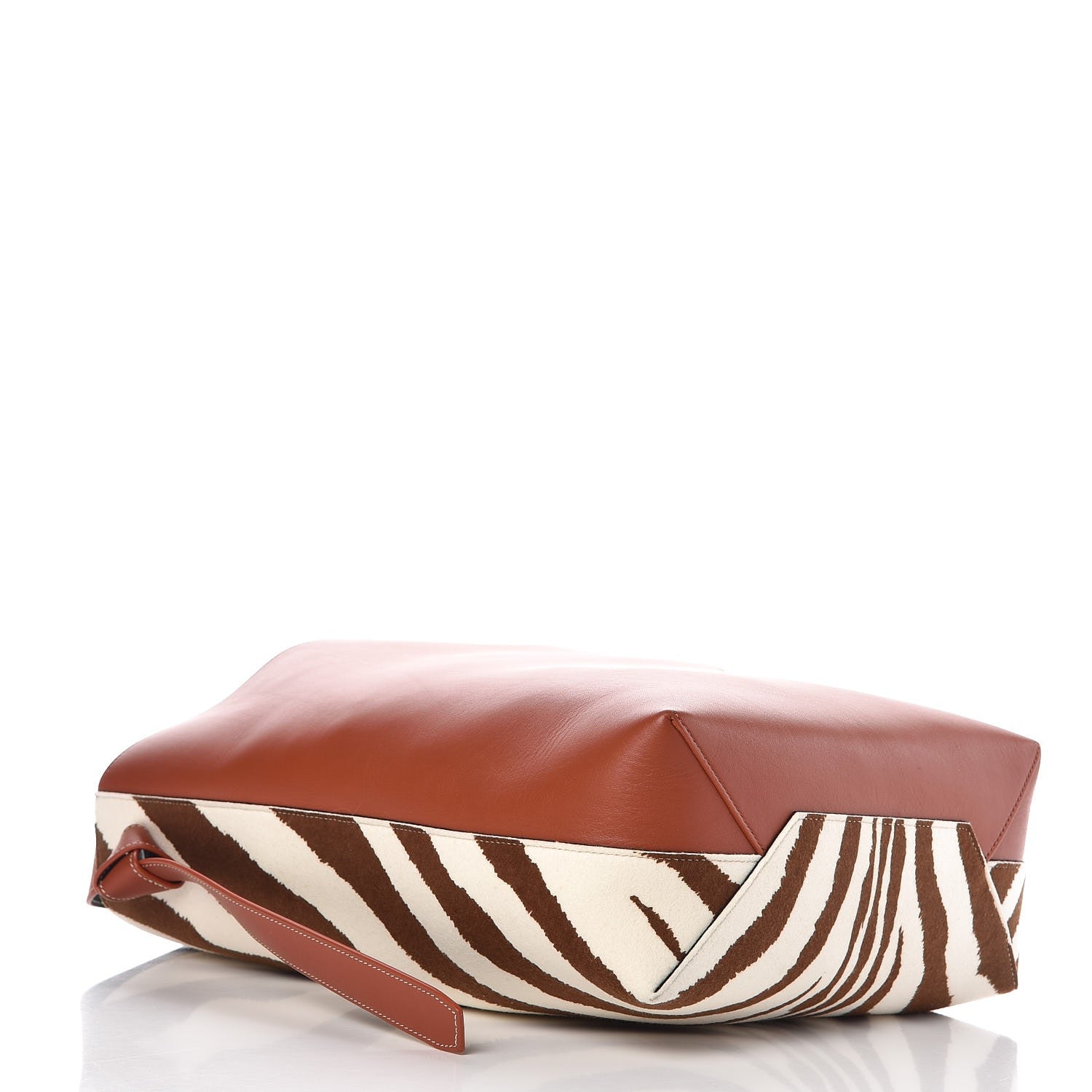 Celine Shiny Smooth Calfskin Zebra Printed Calf Hair Small Twisted Cabas Chalk Brick 4 of 6