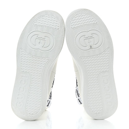 Gucci Dali Soft Calfskin Technical Jersey Knit GG Monogram Ankle Boots 38 White Great White Black 5 of 9