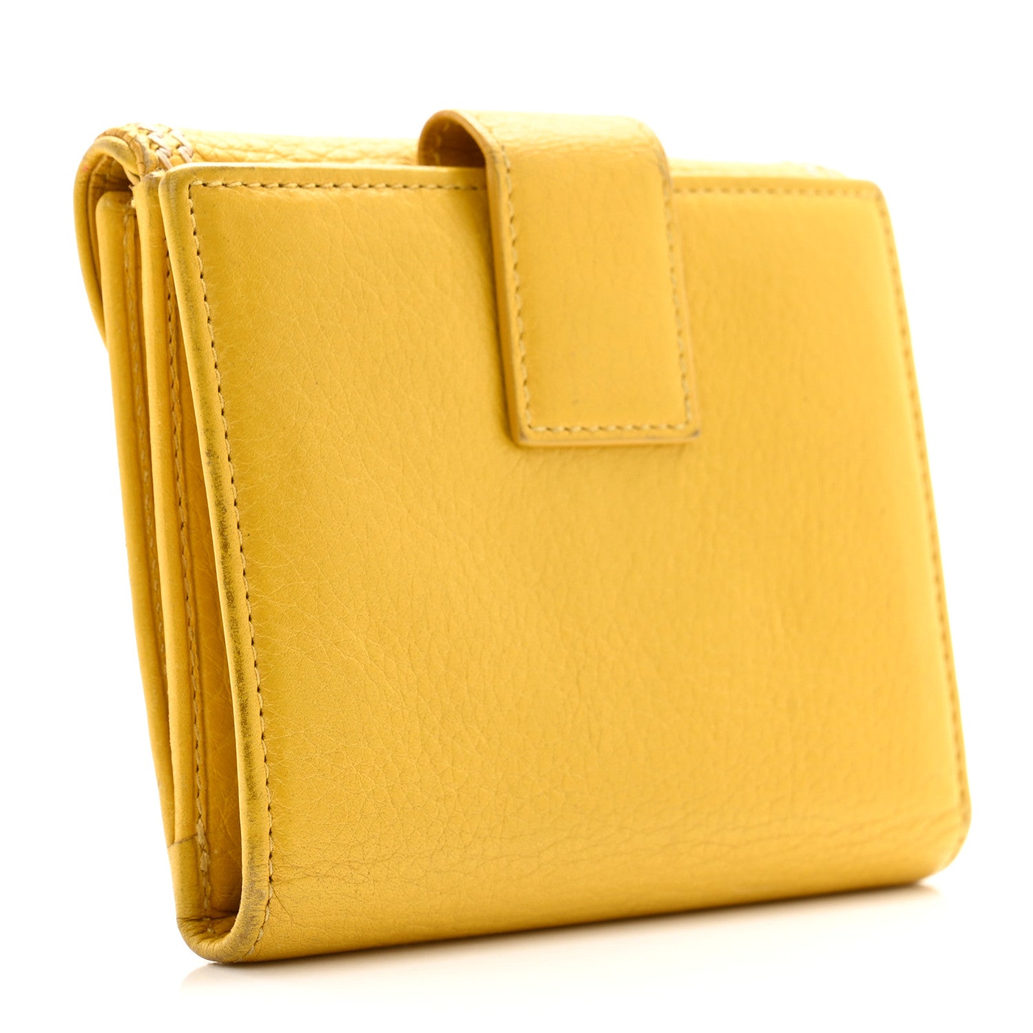 Christian Dior Goatskin Saddle Compact Wallet Yellow 3 of 14