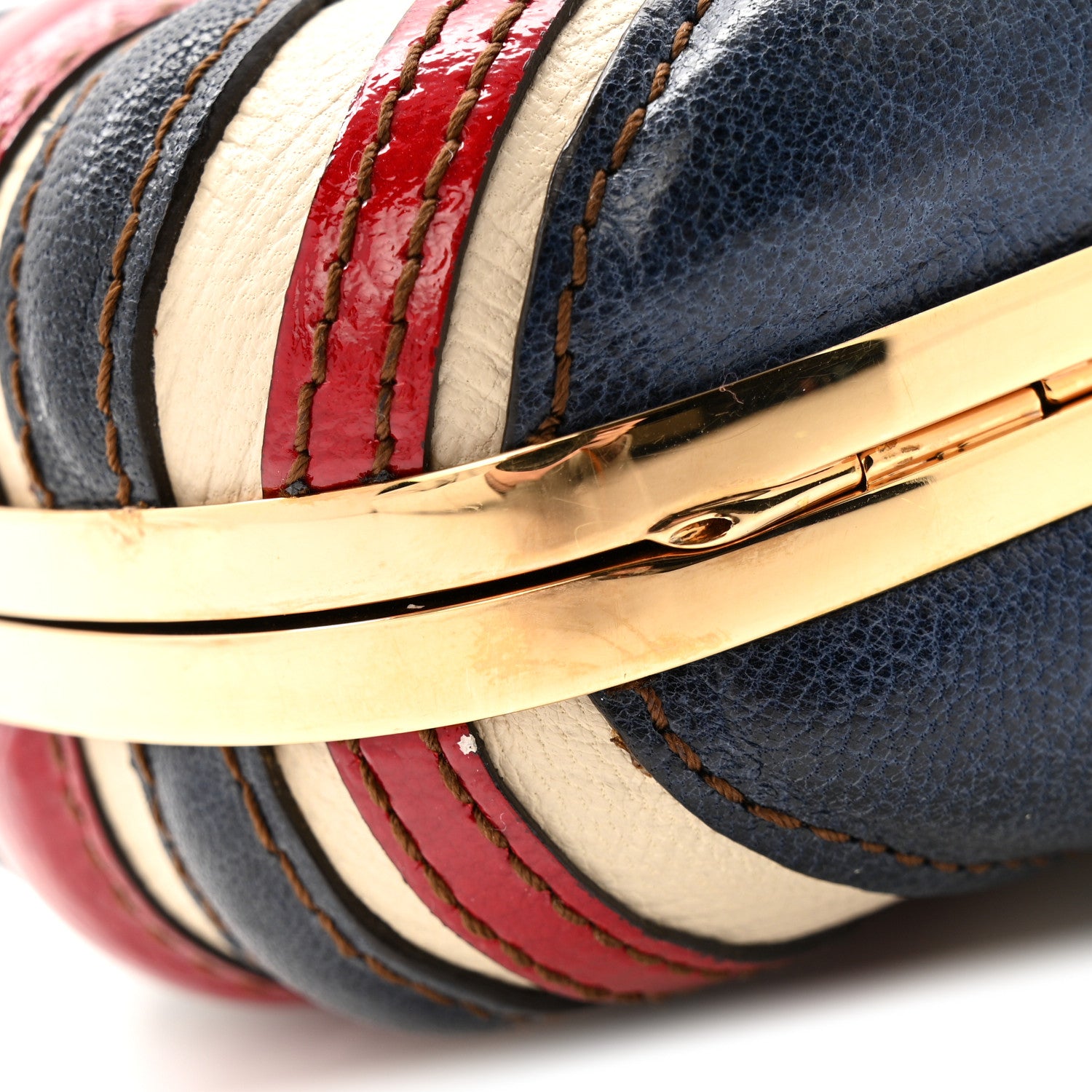 Alexander McQueen Patent Calfskin Britannia Skull Box Clutch Red Blue 11 of 11