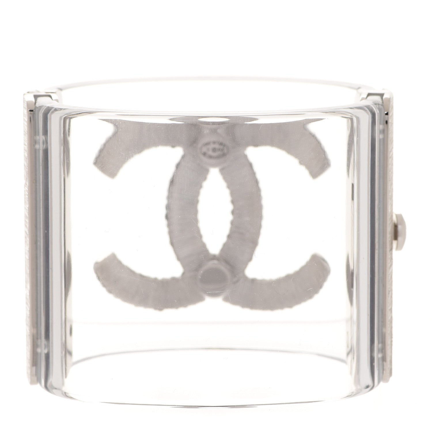 Chanel Lucite Crystal CC Cuff Transparent Silver 3 of 6