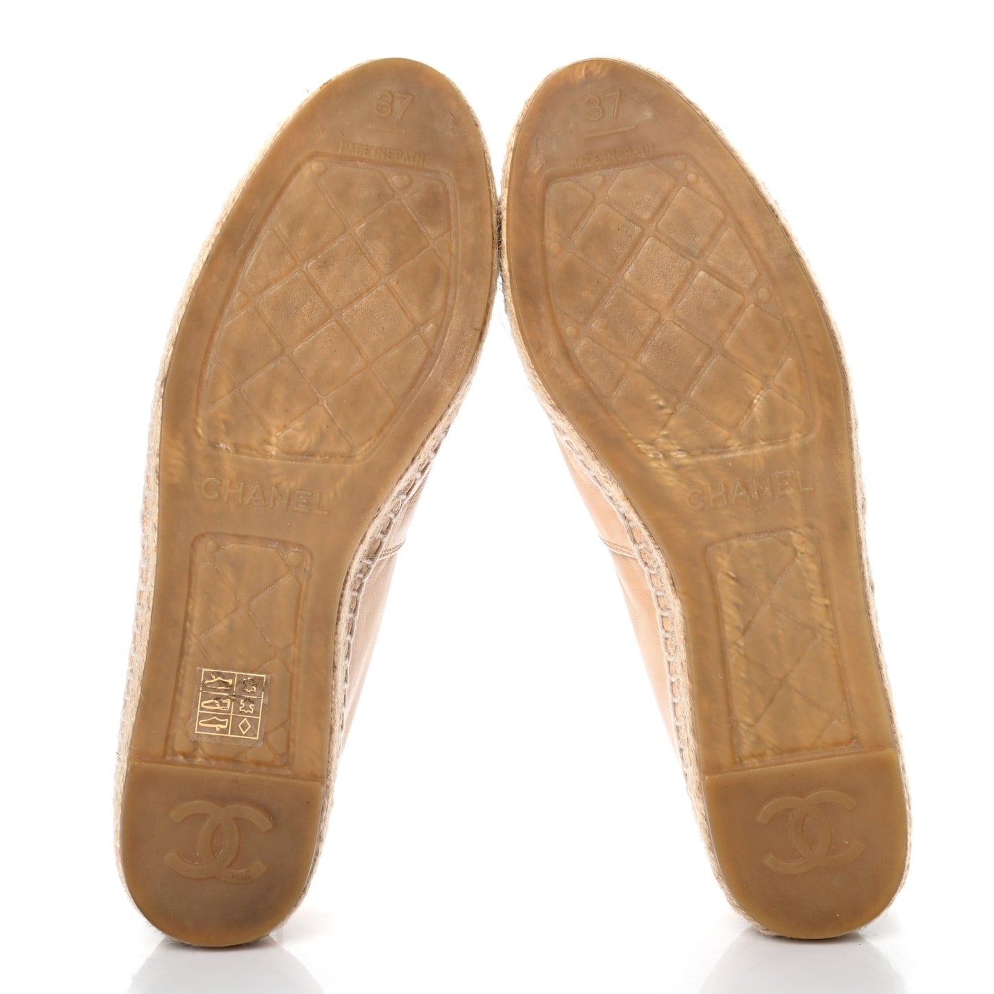 Lambskin CC Espadrilles 37 Beige Black