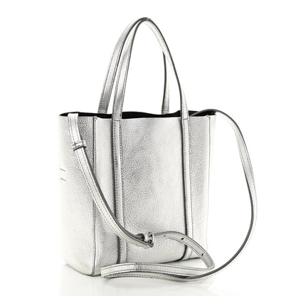Balenciaga Metallic Goatskin Logo XXS Everyday Tote Argent Black 3 of 13