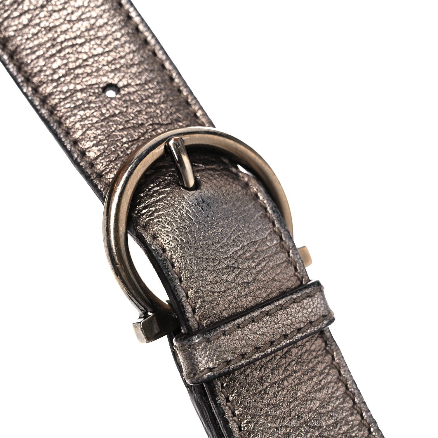 Salvatore Ferragamo Metallic Grained Calfskin Sofia Satchel Silver 37 of 39