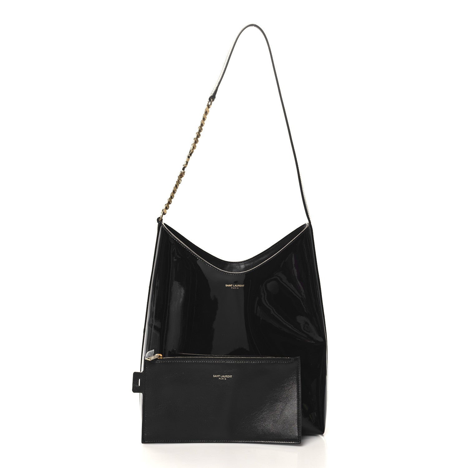 Saint Laurent Patent Calfskin Rendez-Vous Hobo Black 3 of 10