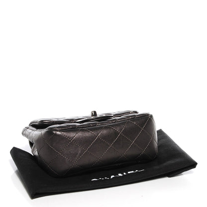Chanel Lambskin Quilted Mini Square Flap Metallic Dark Grey 4 of 9