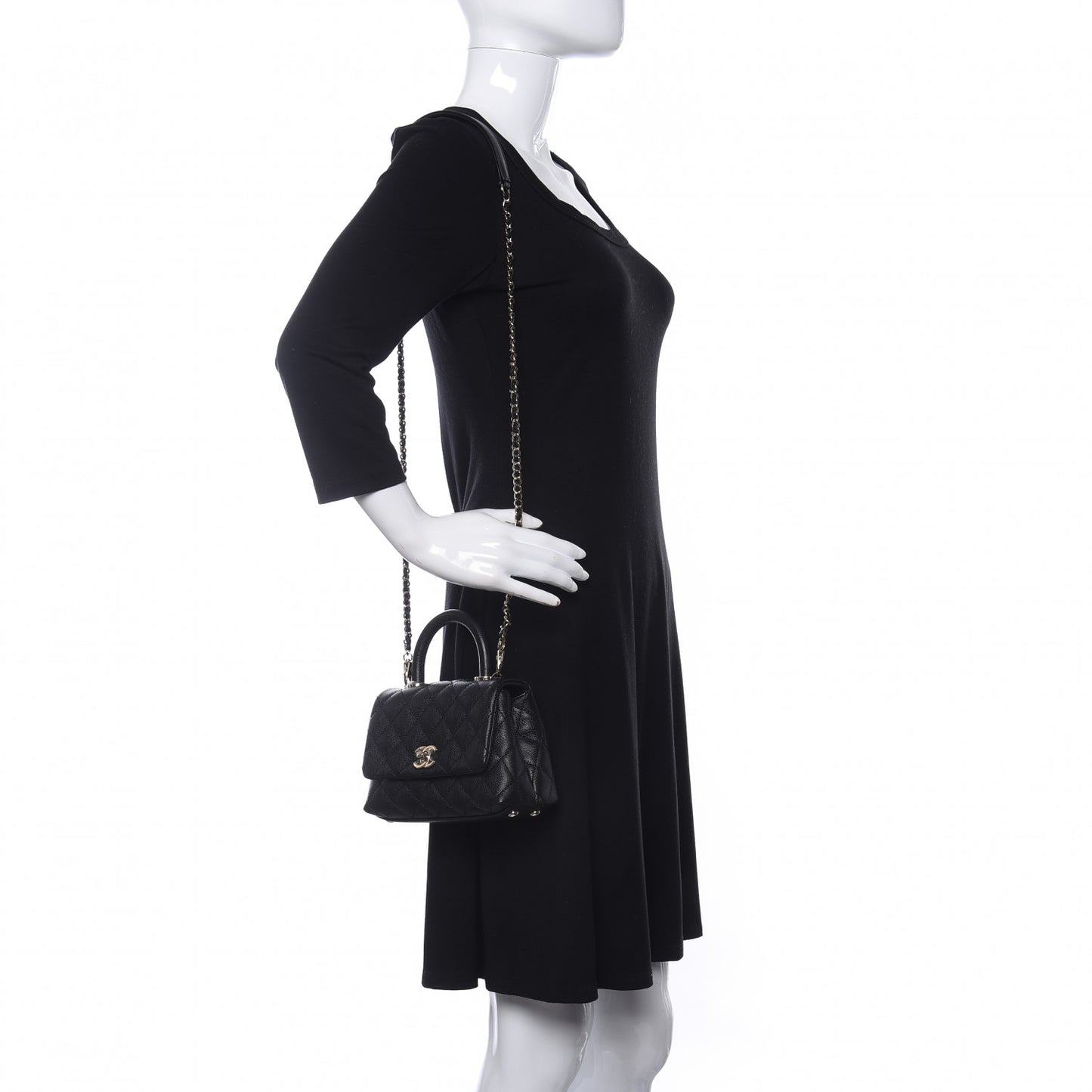 Caviar Quilted Extra Mini Coco Handle Flap Black