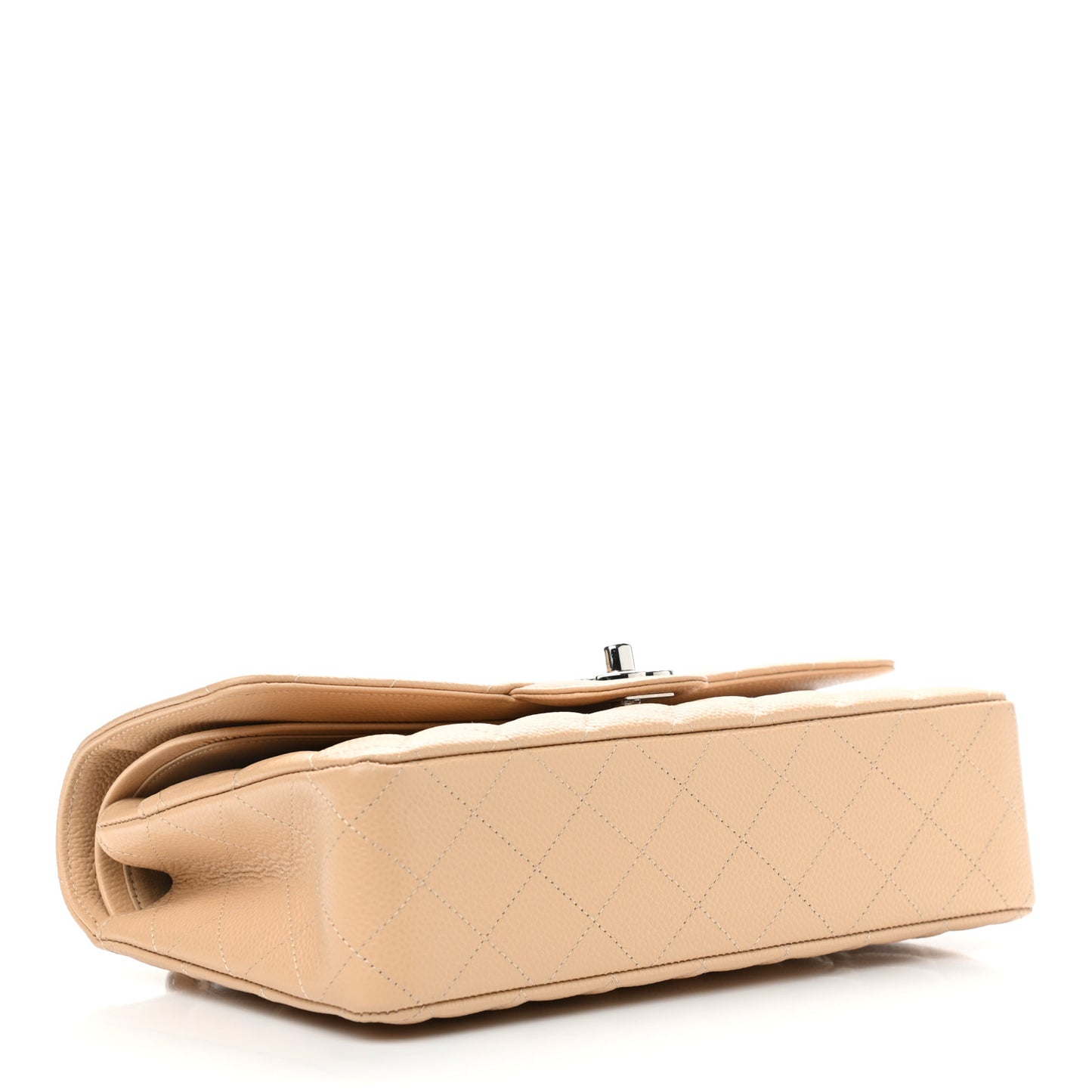 Caviar Quilted Medium Double Flap Beige Clair