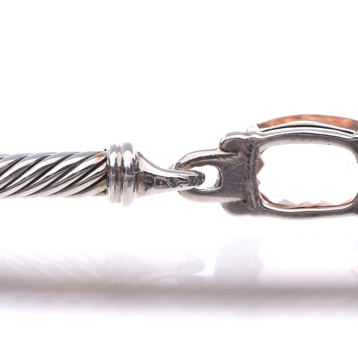 Sterling Silver Diamond Morganite 3mm Petite Wheaton Bracelet