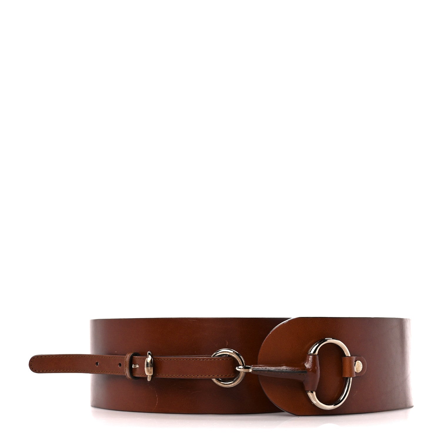 Gucci Calfskin Horsebit Wide Belt 90 36 Brown 1 of 4