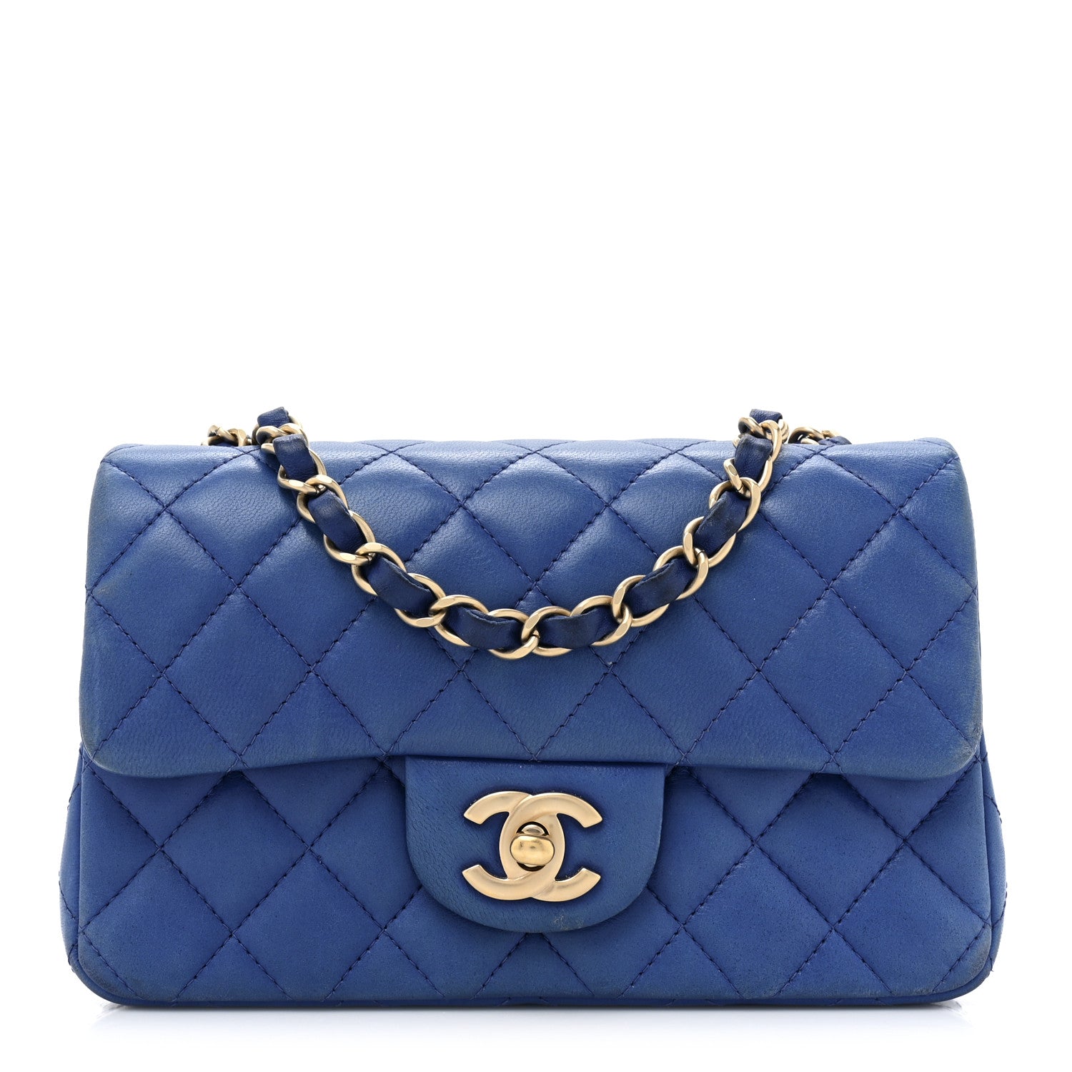 Chanel Lambskin Quilted Mini Rectangular Flap Blue 1 of 16