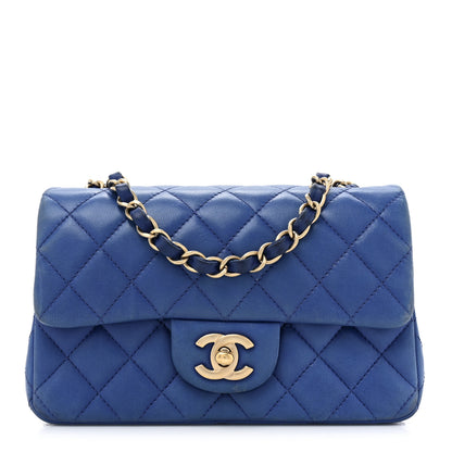 Chanel Lambskin Quilted Mini Rectangular Flap Blue 1 of 16