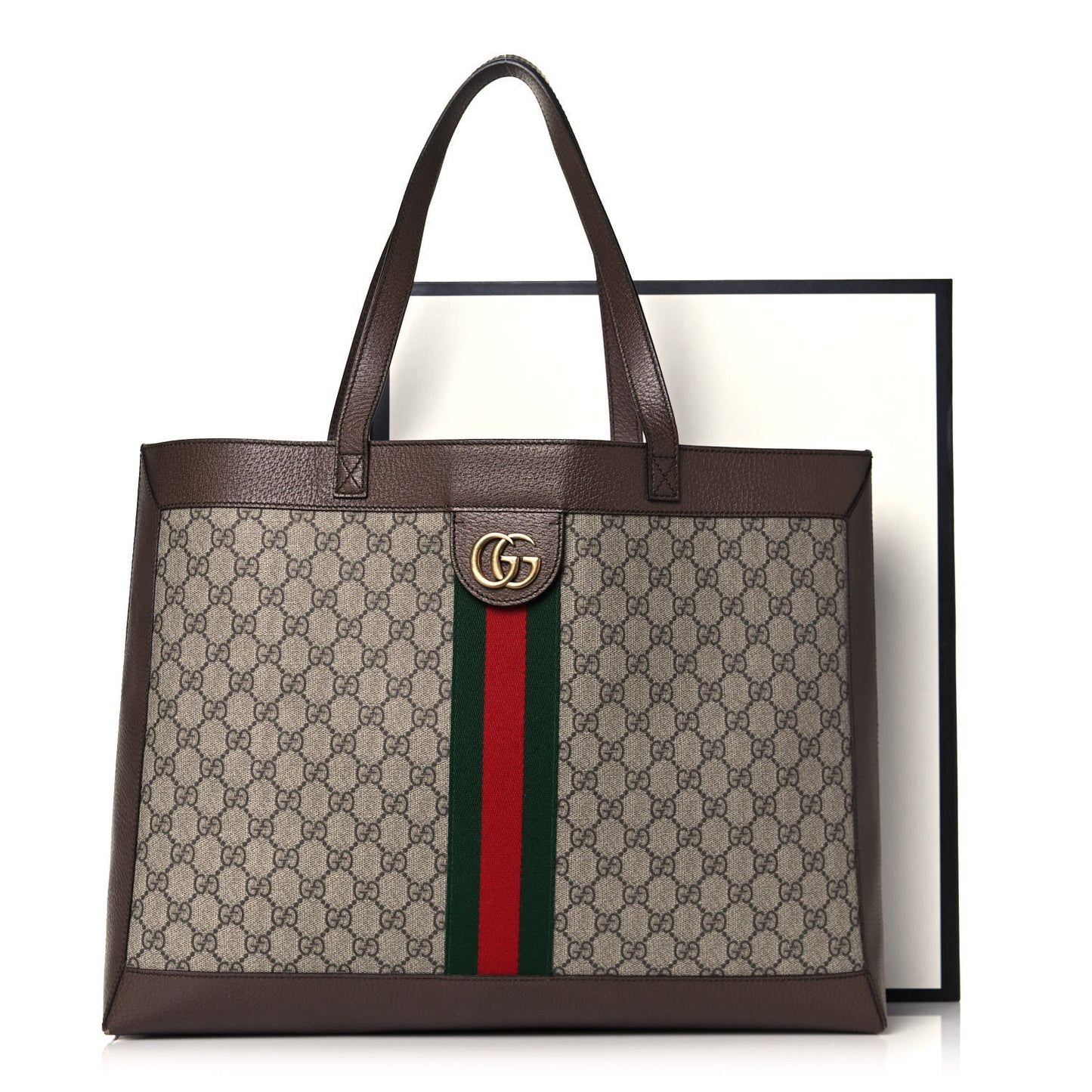 GG Supreme Monogram Web Ophidia Tote Brown