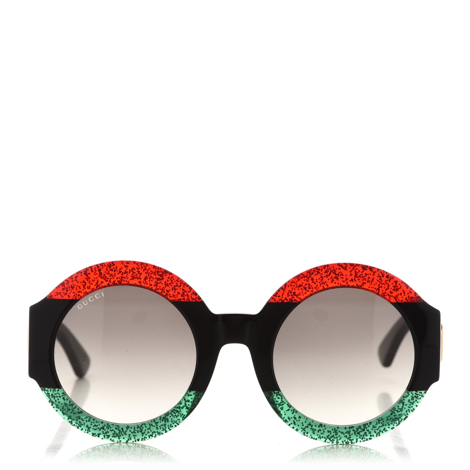 Gucci Acetate Round GG0084S Sunglasses Black Red Green 2 of 7