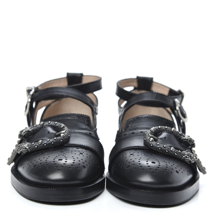 Gucci Calfskin Bee Embroidered Womens Queercore Brogue Wingtip Monk Strap Loafers 38 Black 2 of 8