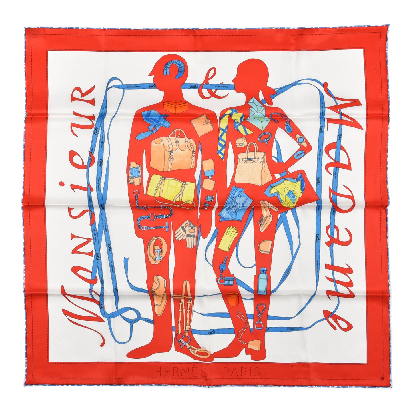 Vintage Silk Monsieur et Madame Scarf 70