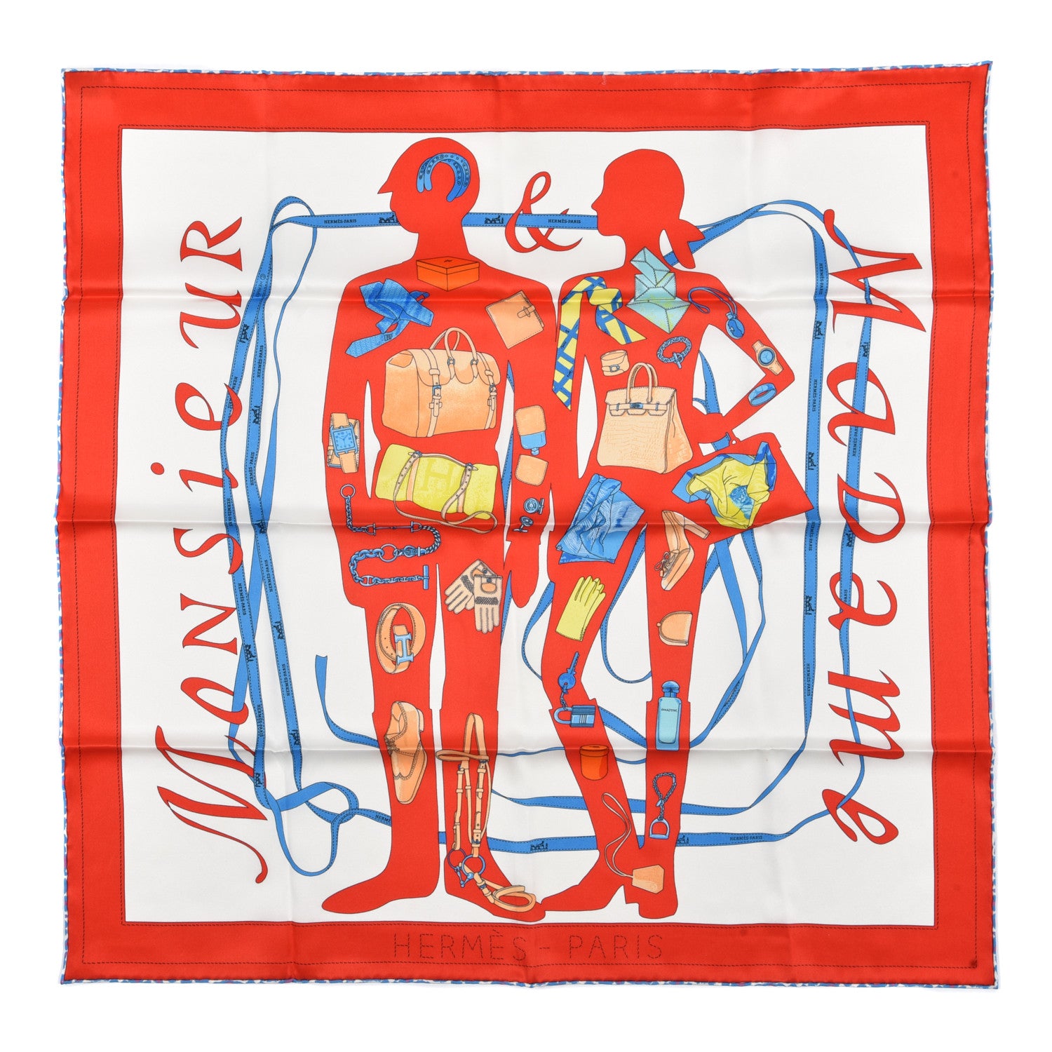 Hermes Vintage Silk Monsieur et Madame Scarf 70 1 of 4