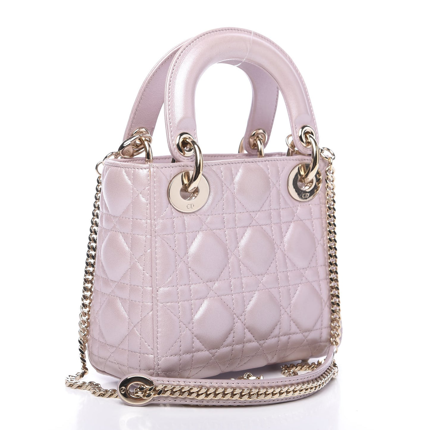 Metallic Lambskin Cannage Mini Lady Dior Lotus