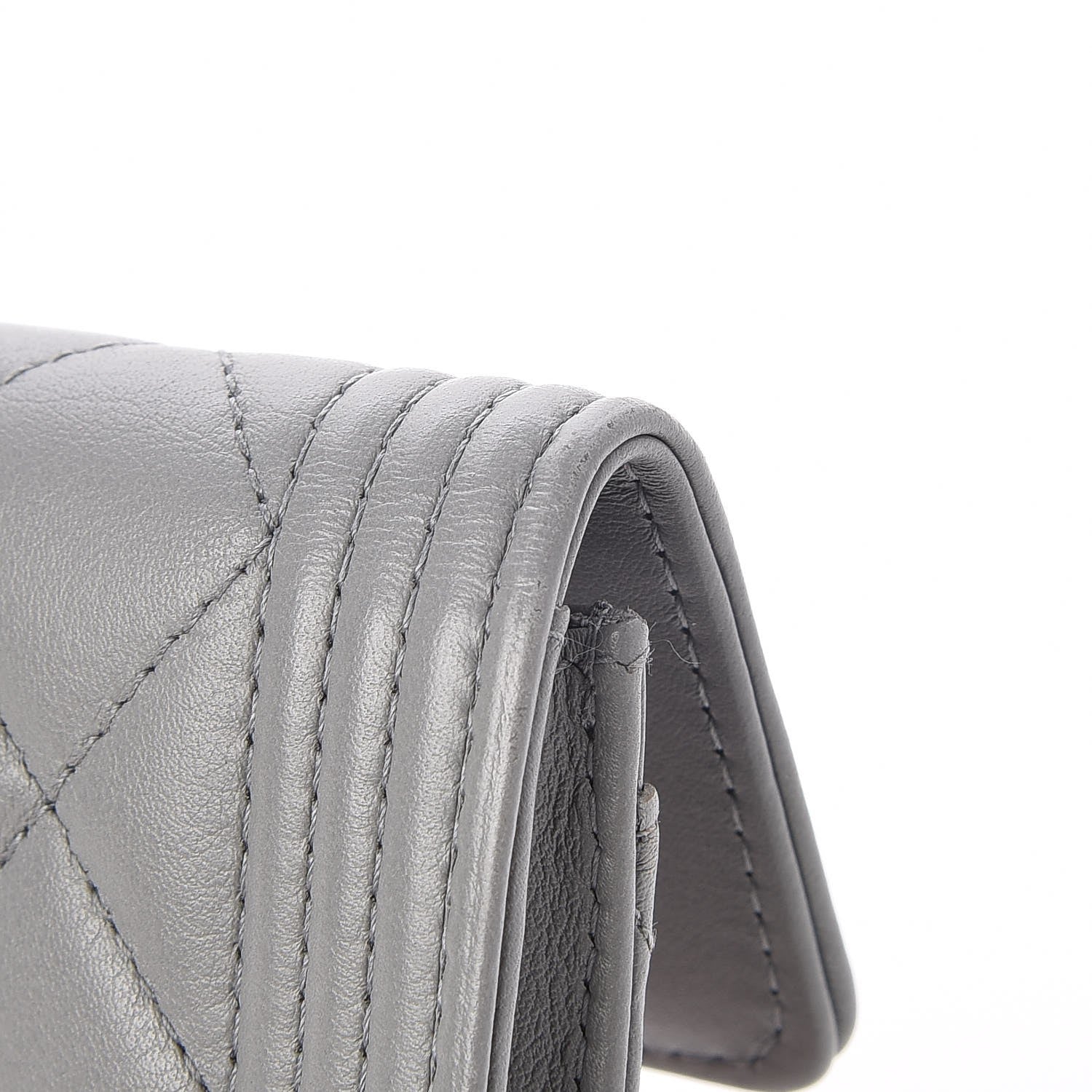 Chanel Lambskin Quilted Boy Card Holder Wallet Grey 10 of 11
