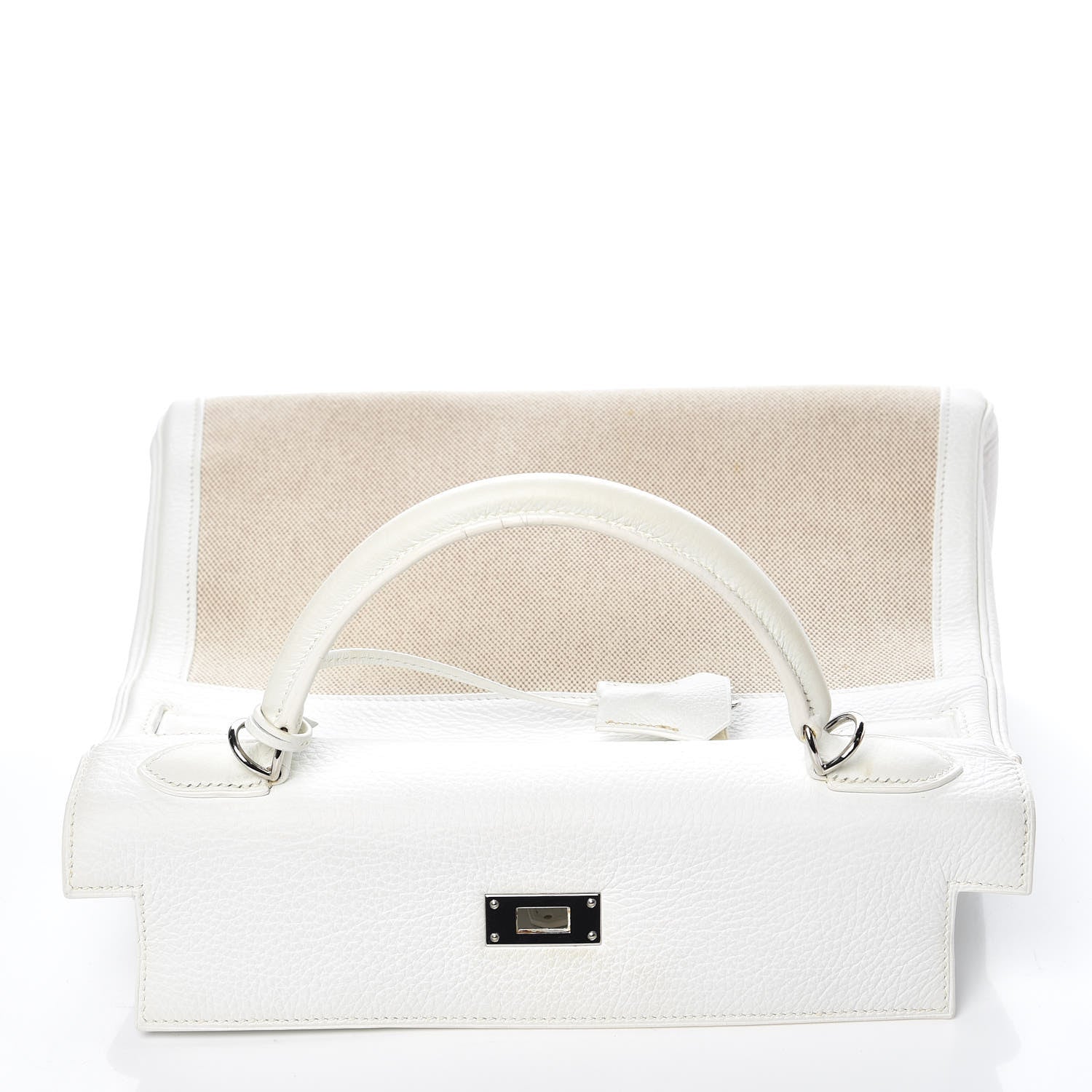 Hermes Taurillon Clemence Toile Kelly Retourne 32 White 10 of 40