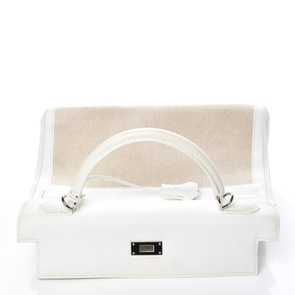 Hermes Taurillon Clemence Toile Kelly Retourne 32 White 10 of 40
