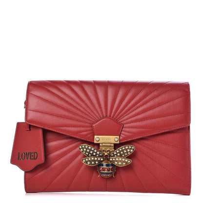 Gucci Calfskin Trapuntata Queen Margaret Clutch Hibiscus Red 1 of 9