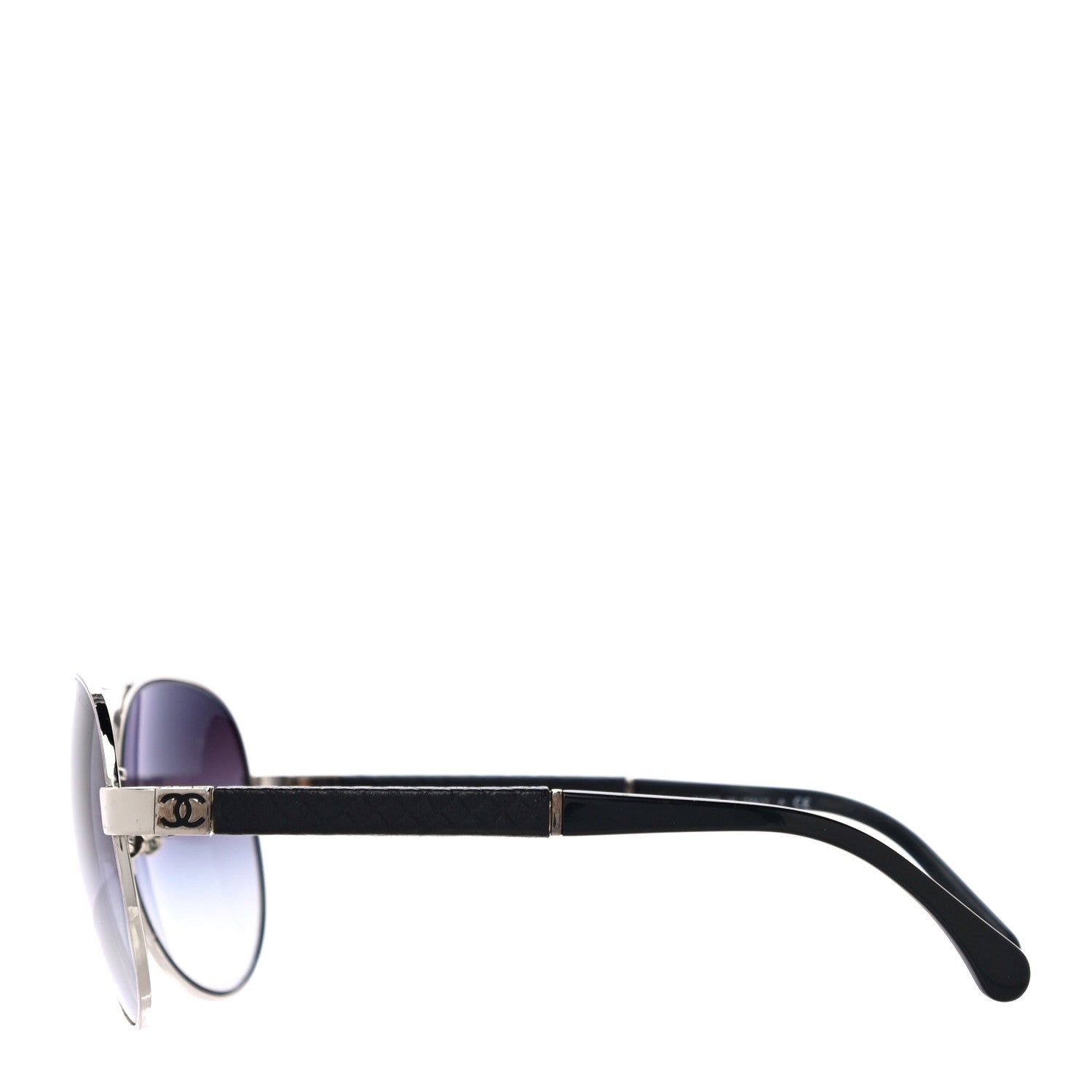 Chanel Lambskin Quilted CC Aviator Sunglasses 4195-Q Black 2 of 6