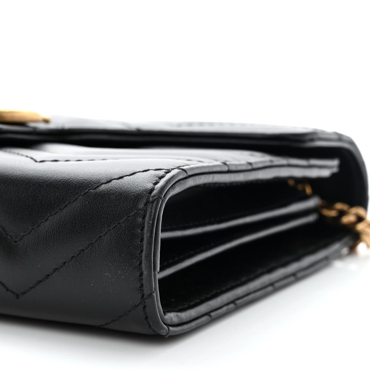 Calfskin Matelasse GG Marmont Chain Wallet Black