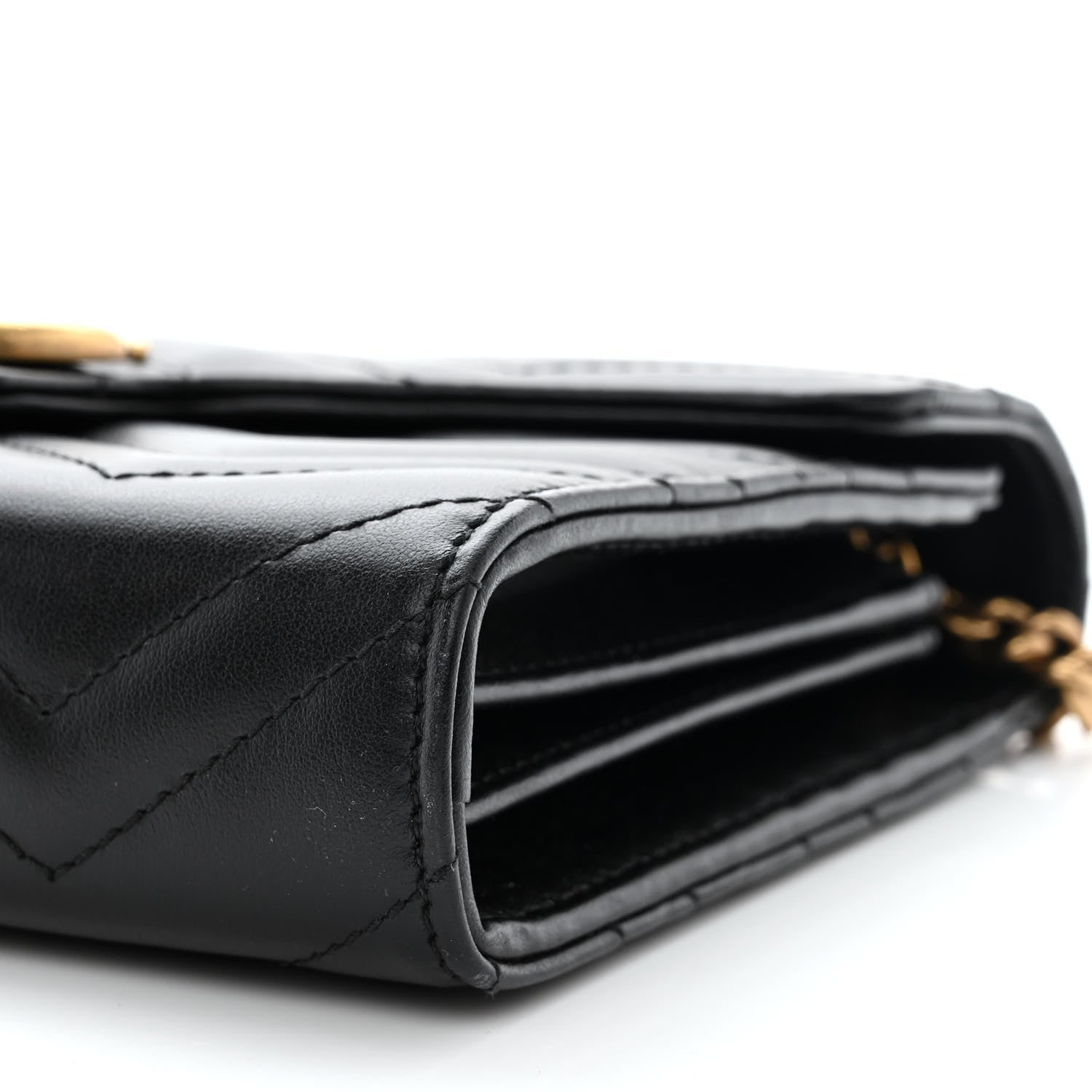 Gucci Calfskin Matelasse GG Marmont Chain Wallet Black 10 of 12