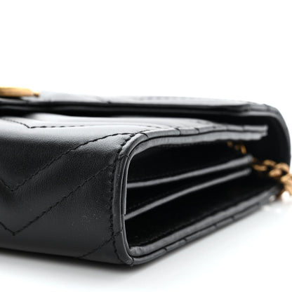Gucci Calfskin Matelasse GG Marmont Chain Wallet Black 10 of 12