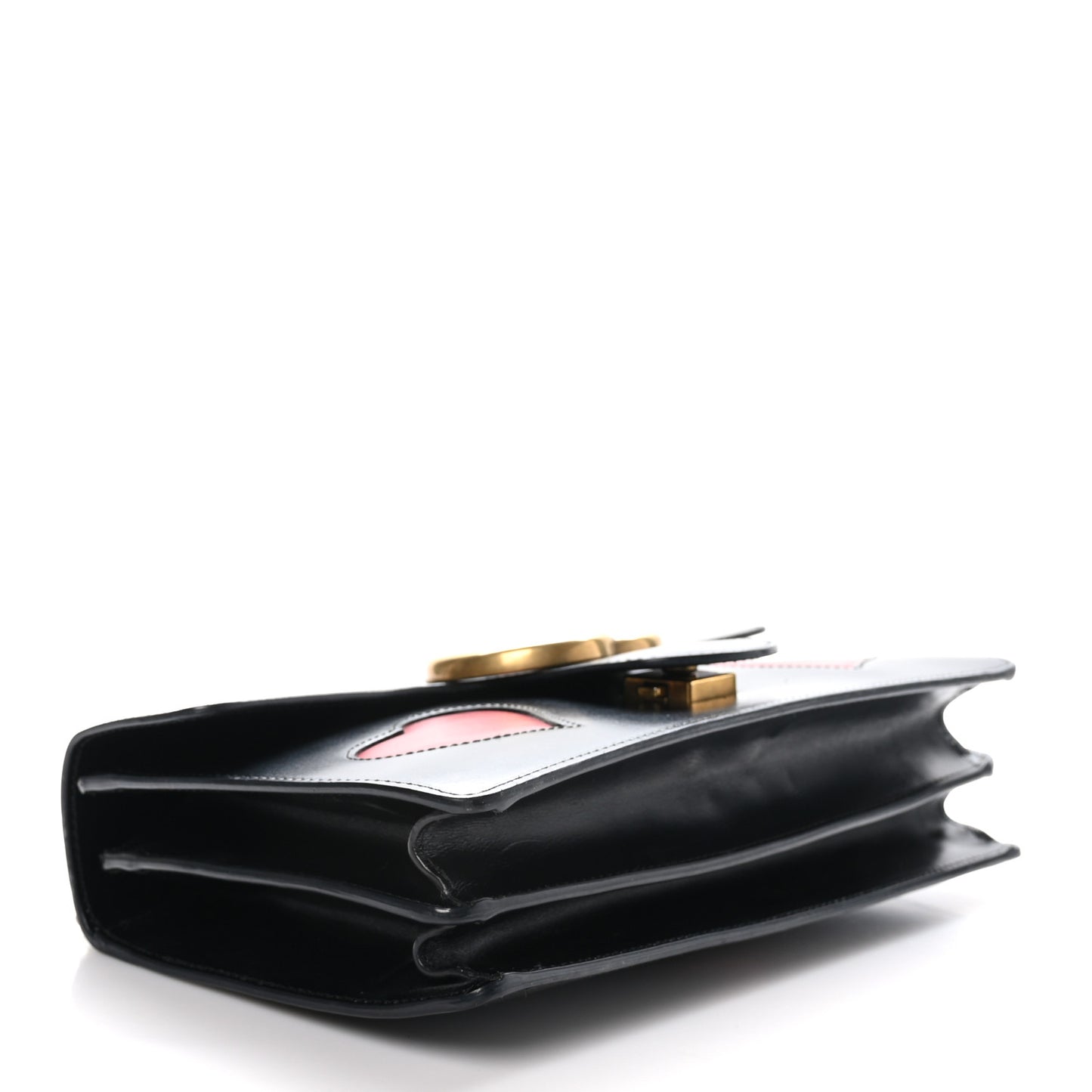 Knight Calfskin Malaga Kid Heart Medium GG Marmont Chain Handle Bag Black Hibiscus Red Multicolor