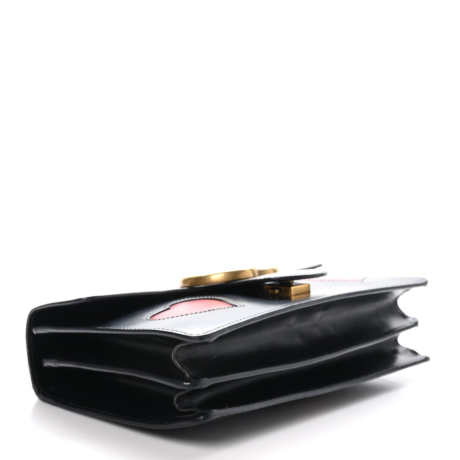 Gucci Knight Calfskin Malaga Kid Heart Medium GG Marmont Chain Handle Bag Black Hibiscus Red Multicolor 4 of 11