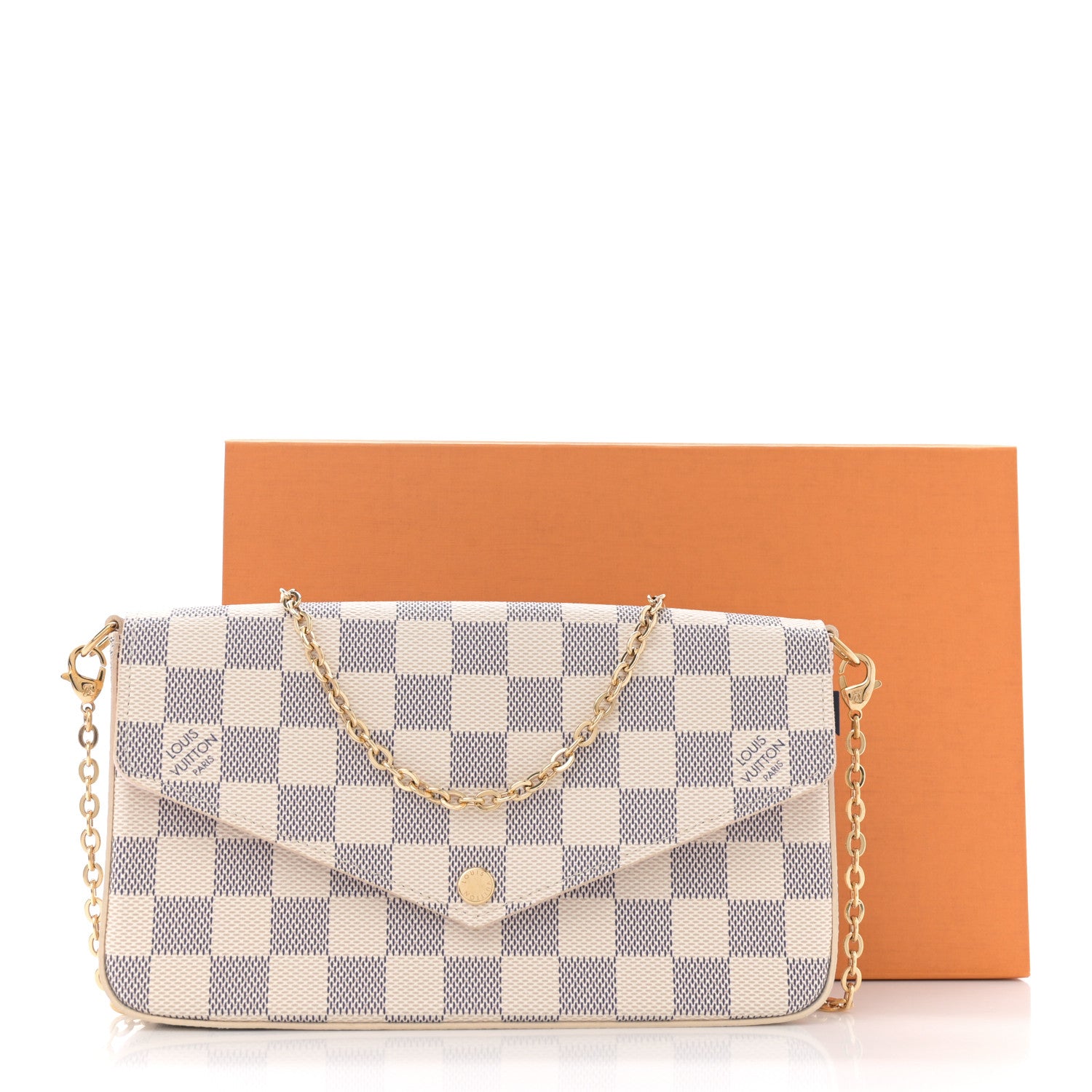 Louis Vuitton Damier Azur Pochette Felicie Chain Wallet Rose Ballerine 12 of 12