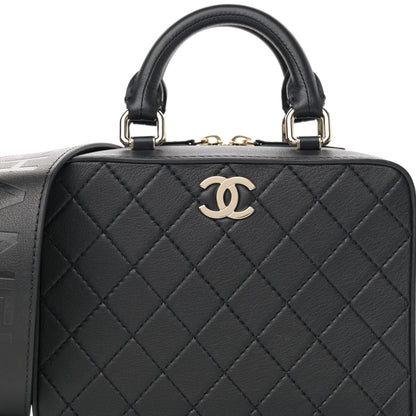 Chanel Calfskin Quilted Travel Kit Vanity Case Black 8 of 13