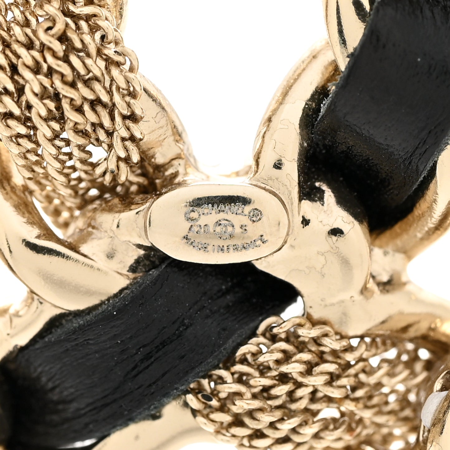 Enamel Metal Chain French New Wave Brooch Gold Black