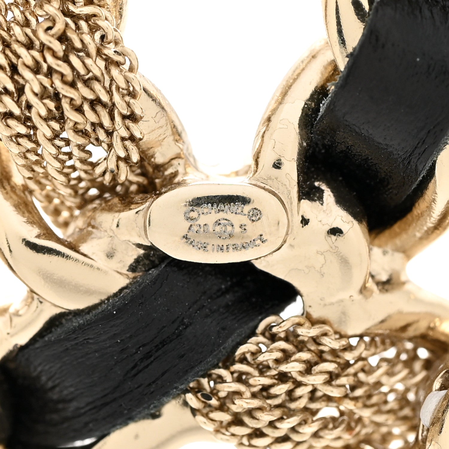 Chanel Enamel Metal Chain French New Wave Brooch Gold Black 4 of 6