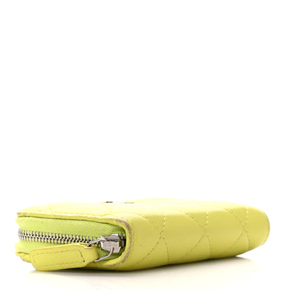 Chanel Lambskin Quilted Zip Coin Purse Yellow 4 of 15