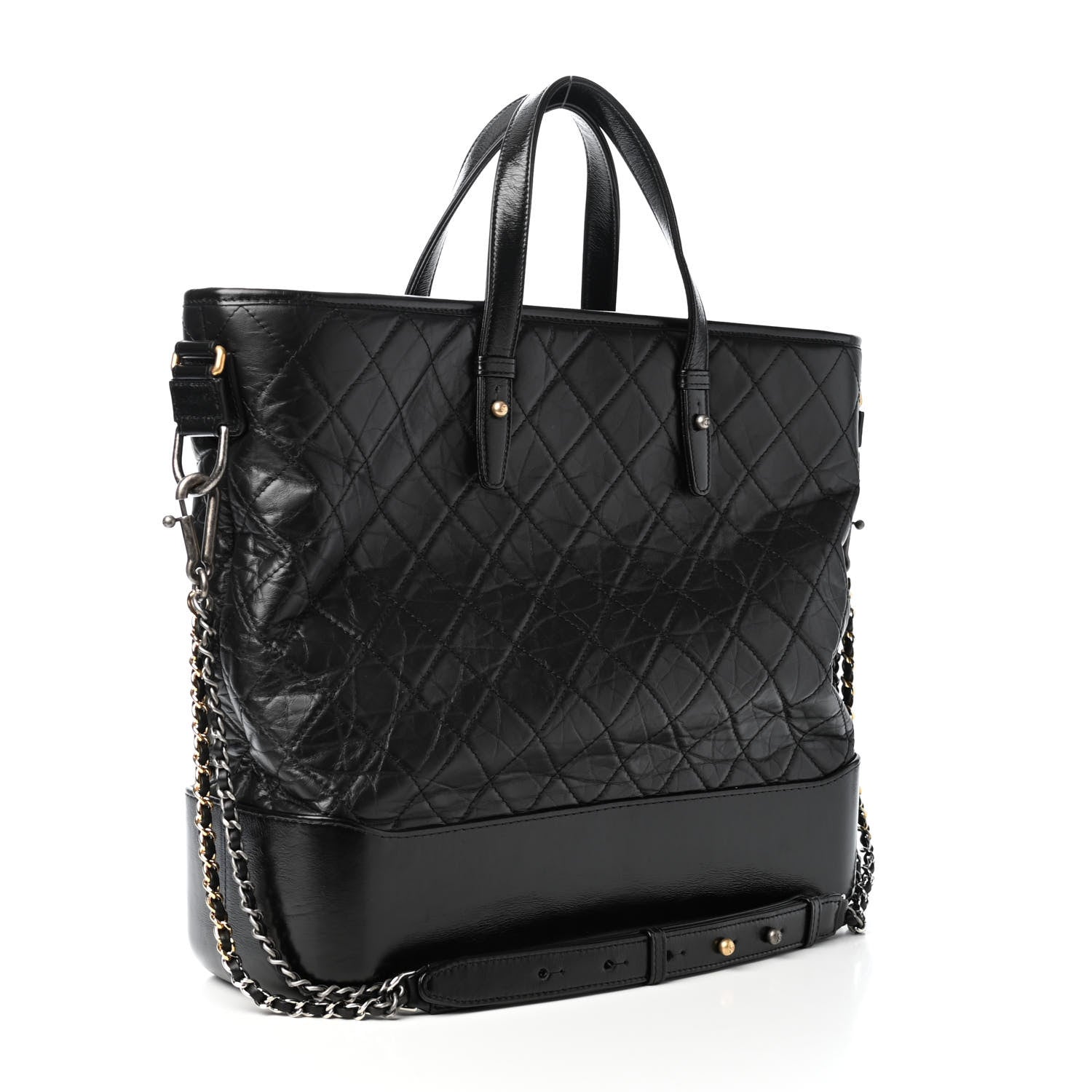 Chanel Aged Calfskin Quilted Large Gabrielle Shopping Tote Black 2 of 4