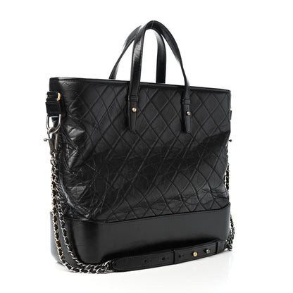 Chanel Aged Calfskin Quilted Large Gabrielle Shopping Tote Black 2 of 4