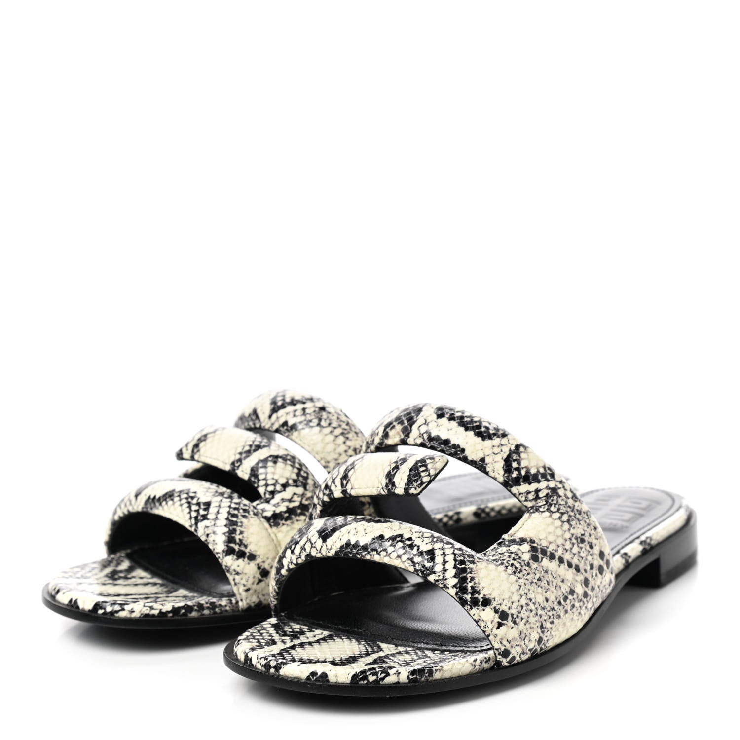 Givenchy Calfskin Snakeskin Print G Flat Sandals 37 Grey 3 of 8