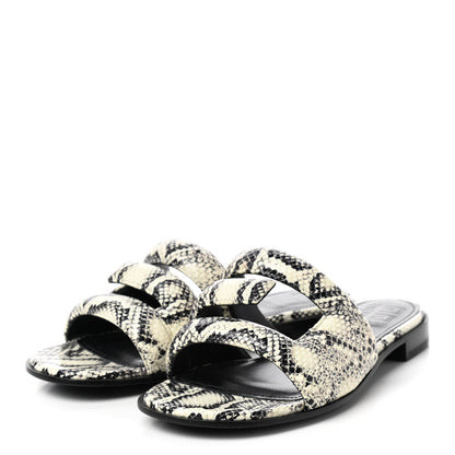 Givenchy Calfskin Snakeskin Print G Flat Sandals 37 Grey 3 of 8