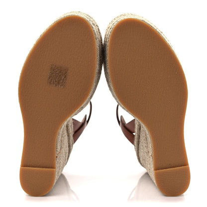 Saint Laurent Calfskin Tribute 95 Platform Espadrille Wedge Sandals 38 Tan 5 of 8