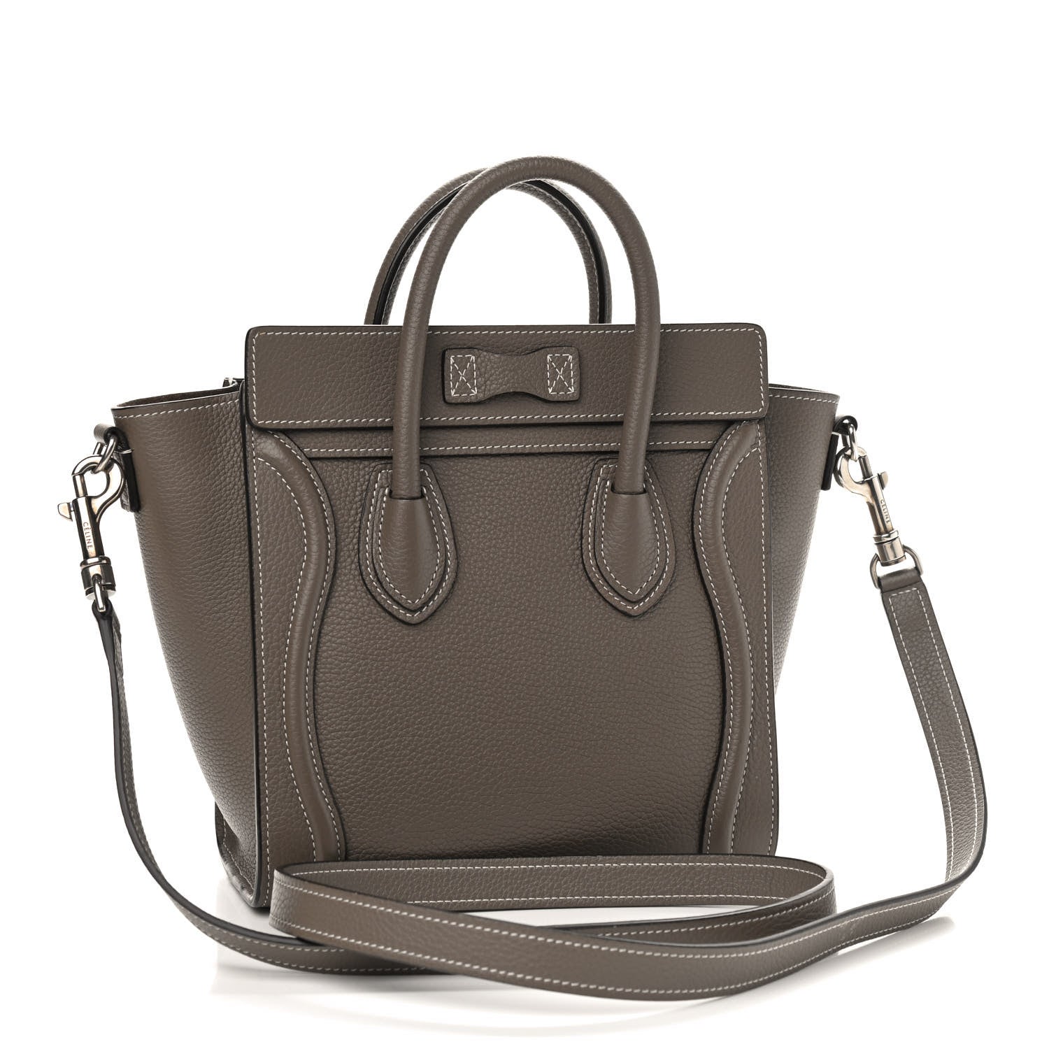 Celine Drummed Calfskin Nano Luggage Souris 3 of 9
