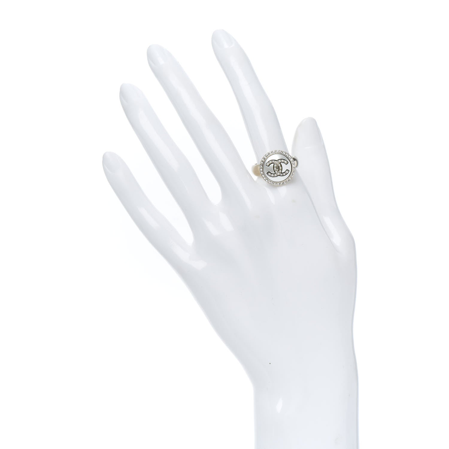 Chanel Pearl CC Ring 7 Gold White 2 of 5