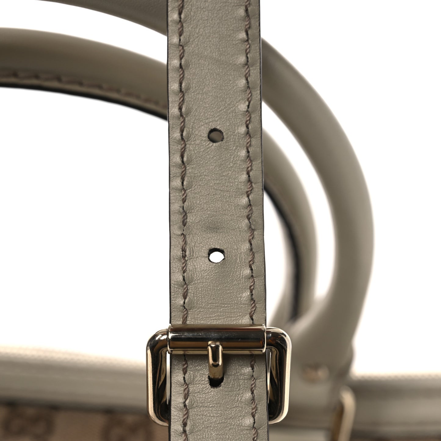Monogram Margaux Calfskin Medium Sukey Top Handle Bag Beige Ebony Mystic White