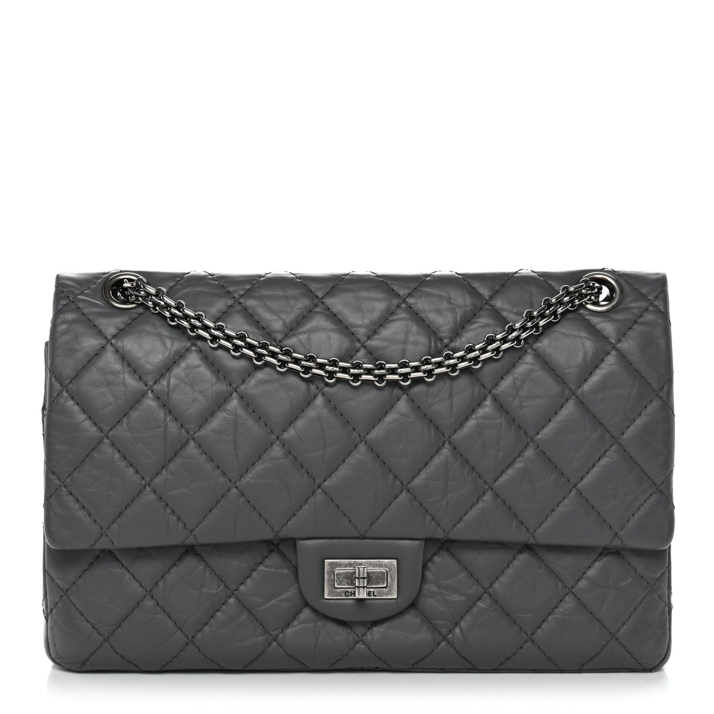 Aged Calfskin Quilted 2.55 Reissue 226 Flap Grey