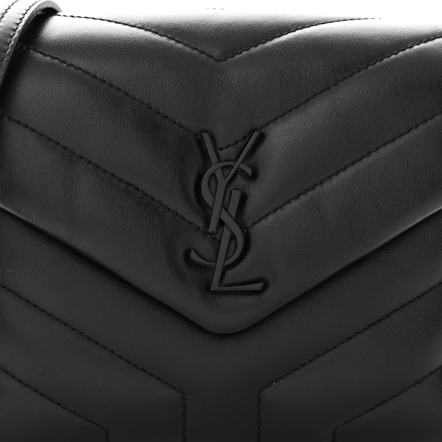 Calfskin Y Quilted Monogram Monochrome Toy Loulou Crossbody Bag Black