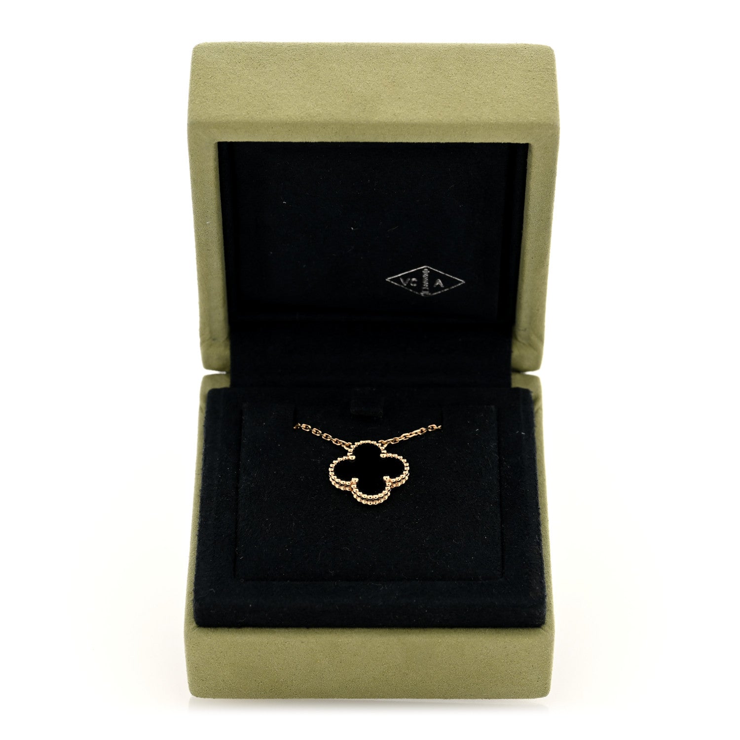 Van Cleef & Arpels 18K Yellow Gold Black Onyx Vintage Alhambra Pendant Necklace 5 of 5